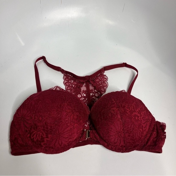 Auden plunge coverage push up racerback bra maroon size 34B - Picture 1 of 6